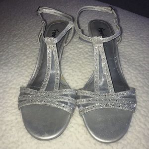 silver sparkly heels